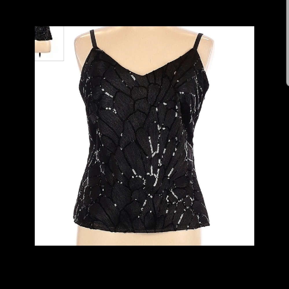 White House Black Market Black Sleeveless Top Sequin ♥